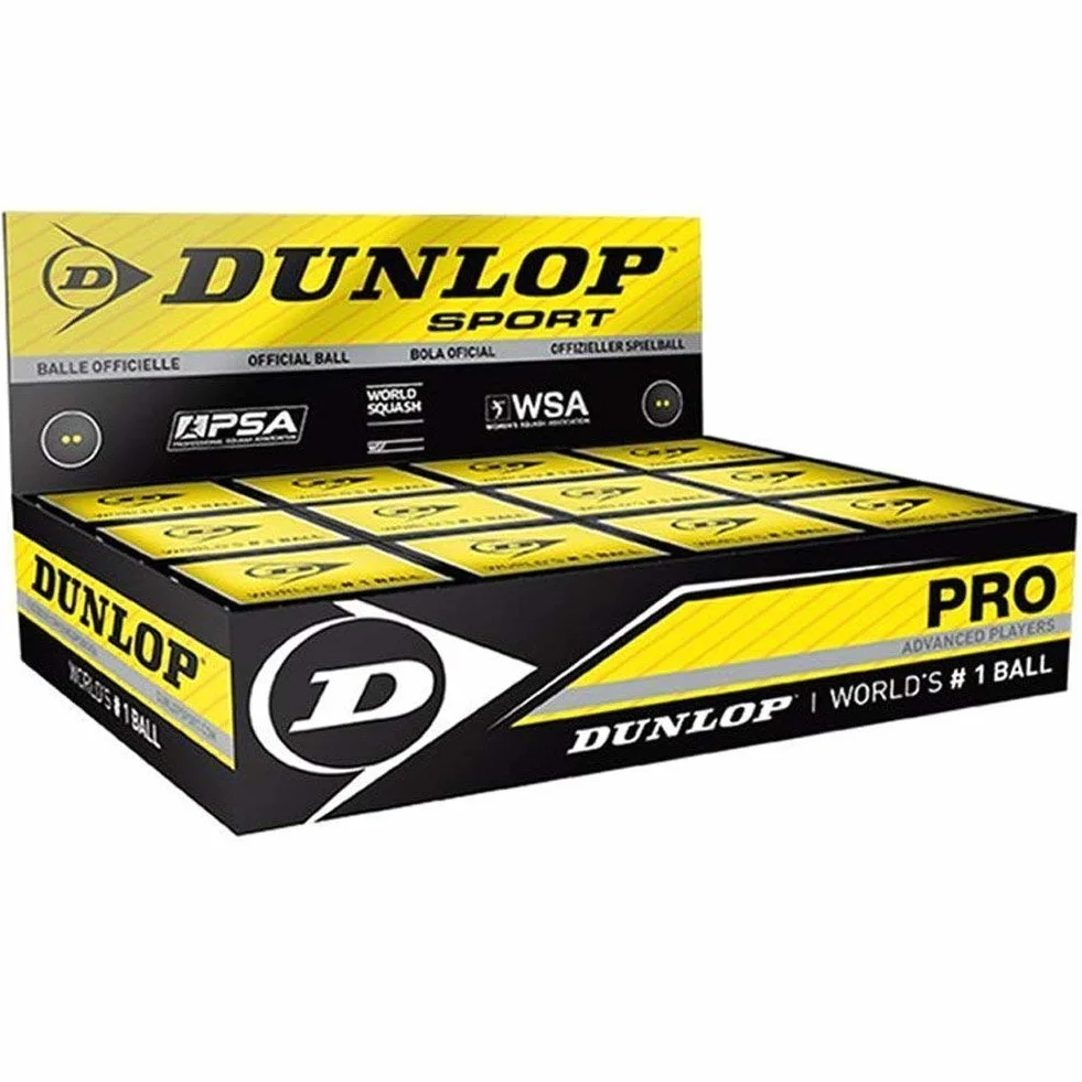 DUNLOP Pro Glass Court Palla da squash 12 palline