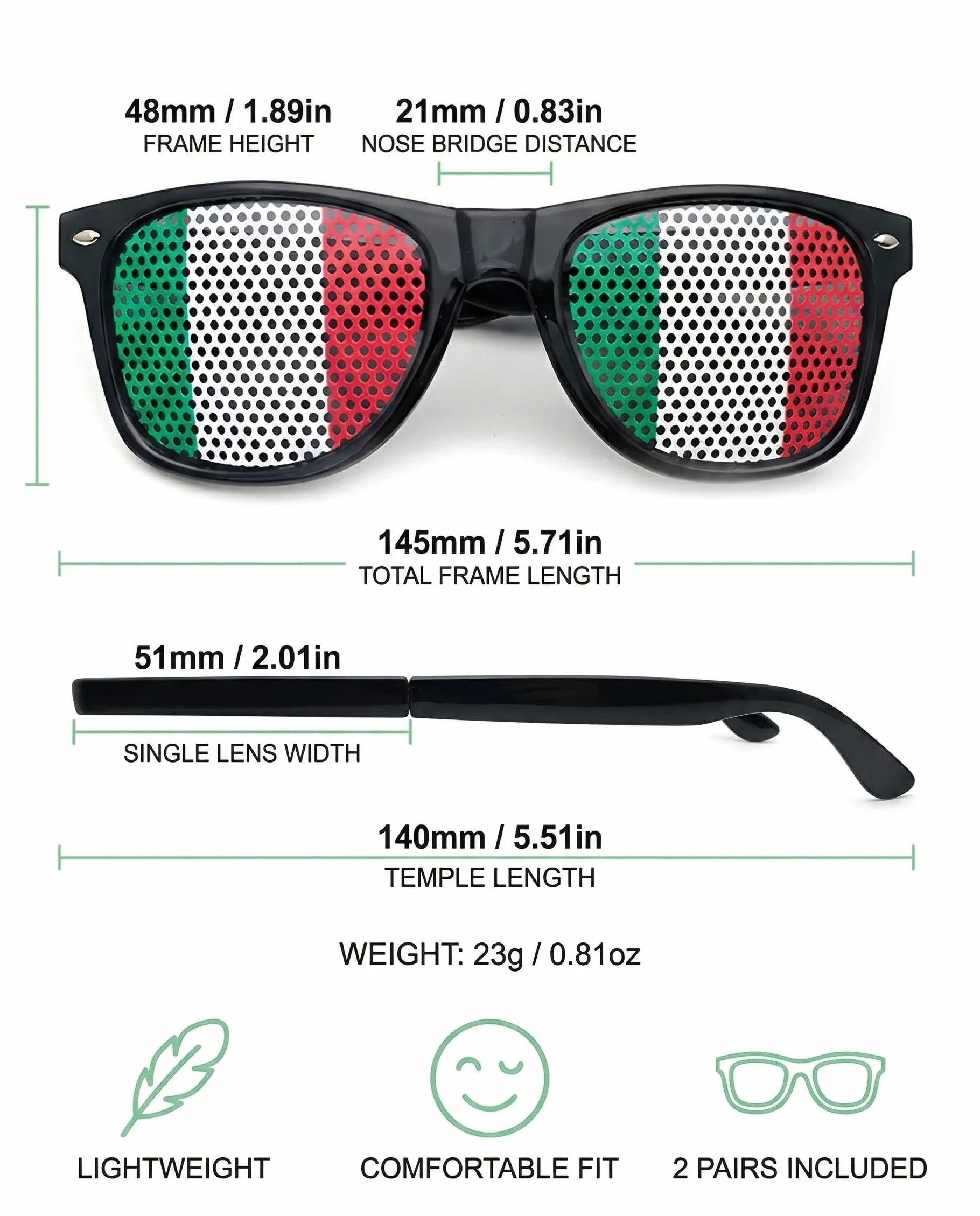 Occhiali Italia Tricolore 2 Paia Tifosi Azzurri Nazionale Calcio