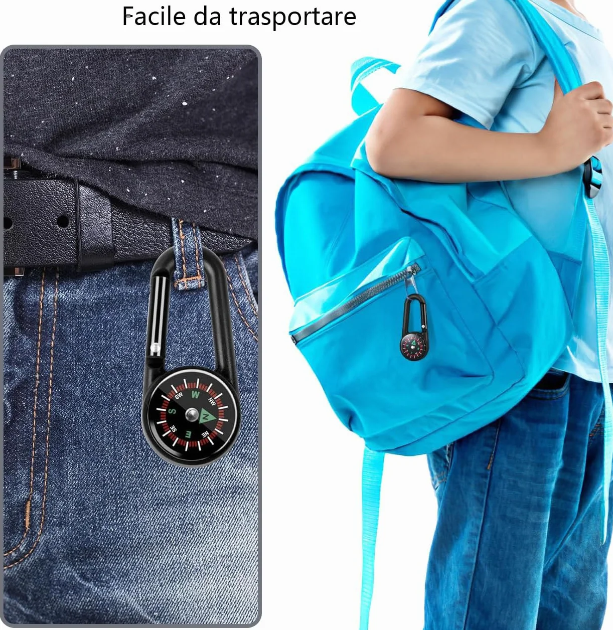 Bussola Portachiavi Tascabile di Navigazione 20 Pezzi per Attività all'Aperto