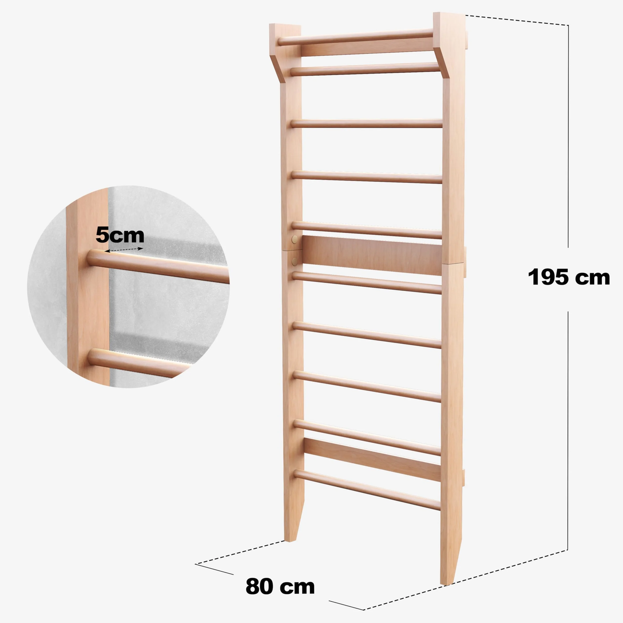 Physionics Spalliera Svedese 10 Gradini 100kg Legno di Pino Attrezzi Palestra
