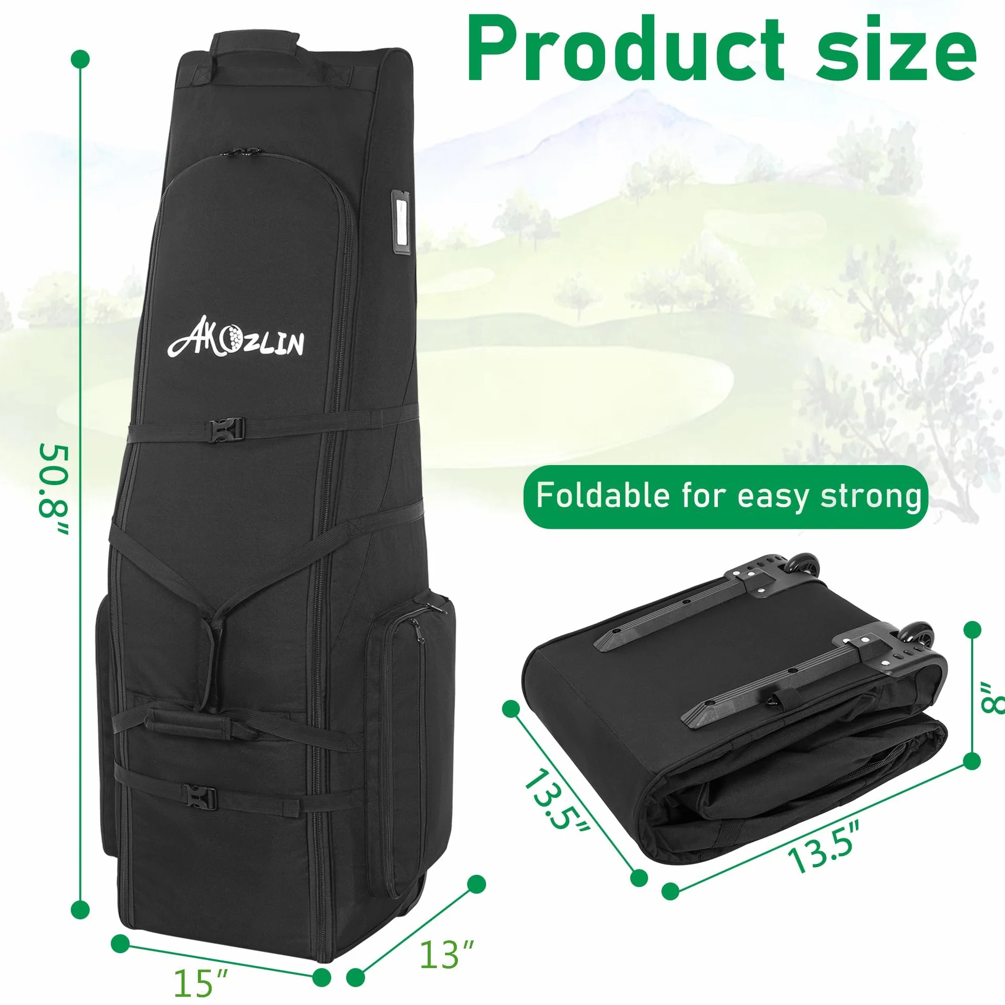Borsa da viaggio da golf con ruote, grande capacità, trolley da golf con ruote rinforzate, 900D impermeabile Oxford panno per viaggi in aereo