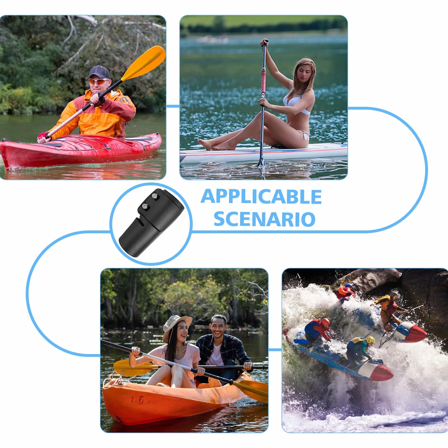 Paddle Morsetto a Sgancio Rapido Ricambio per Pagaia SUP, Regolabile, Nero