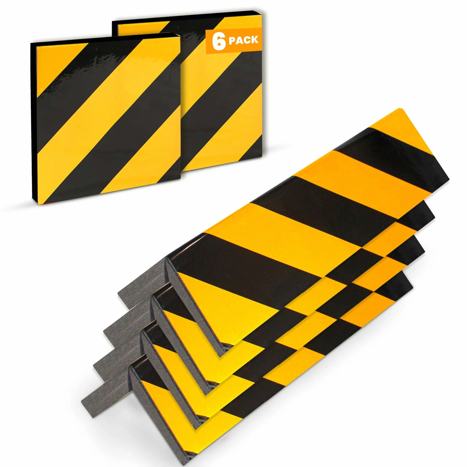 Set di 6 protezioni per colonne da garage (4 unità 40 x 20 x 2 cm + 2 unità 20 x 20 x 2 cm) giallo
