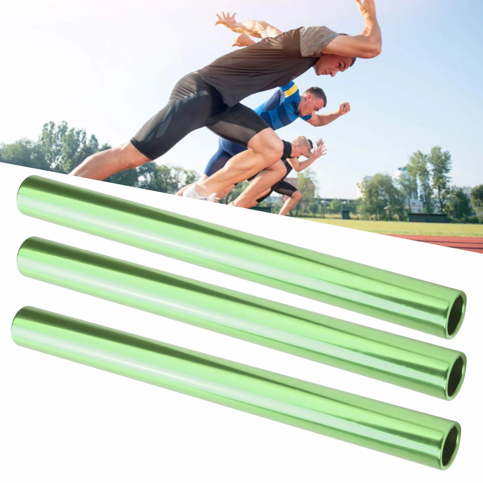Bastoni per Staffetta Atletica Leggera in Alluminio, Corsa di Gara (Green)