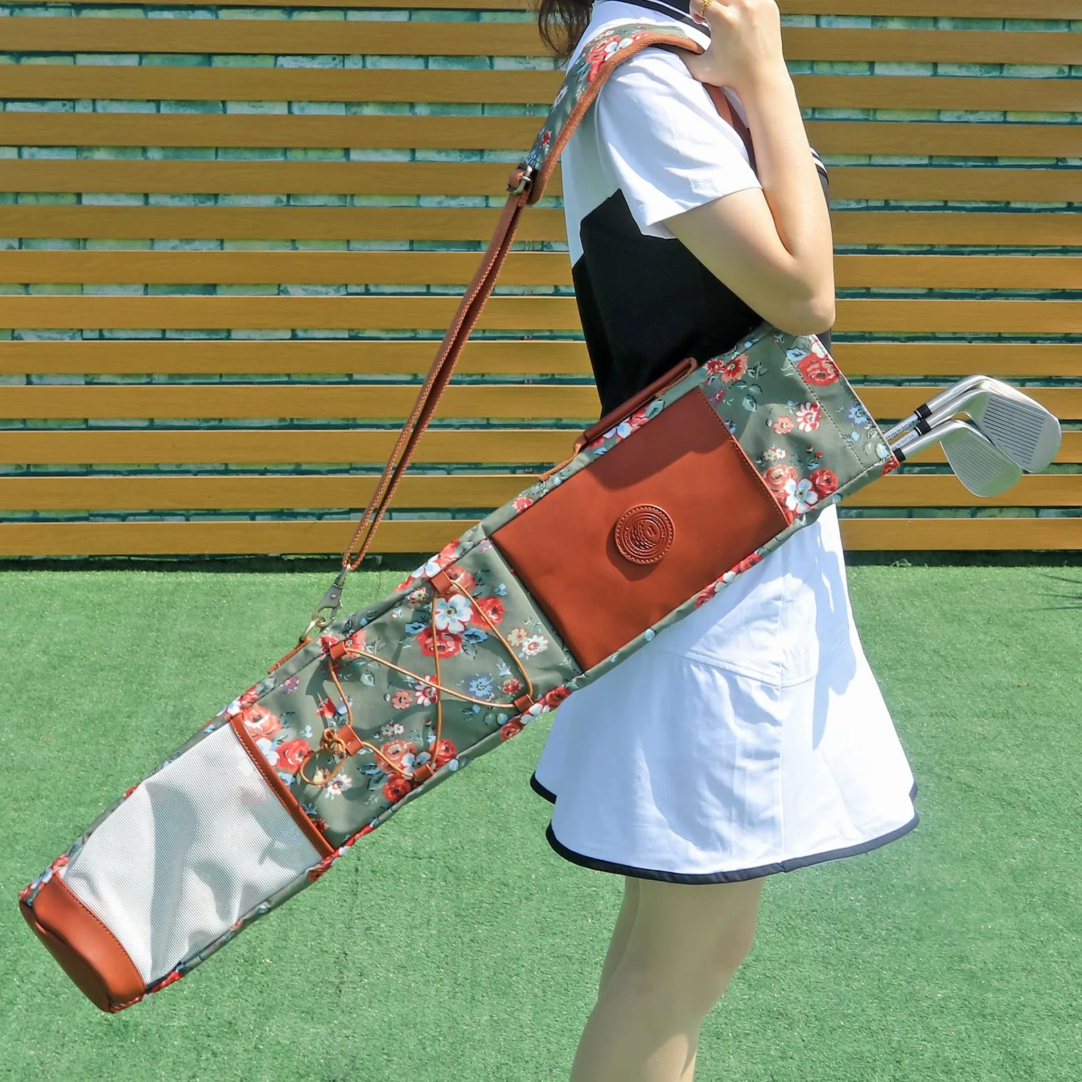 Tourbon Borsa da golf da donna in tela impermeabile pelle