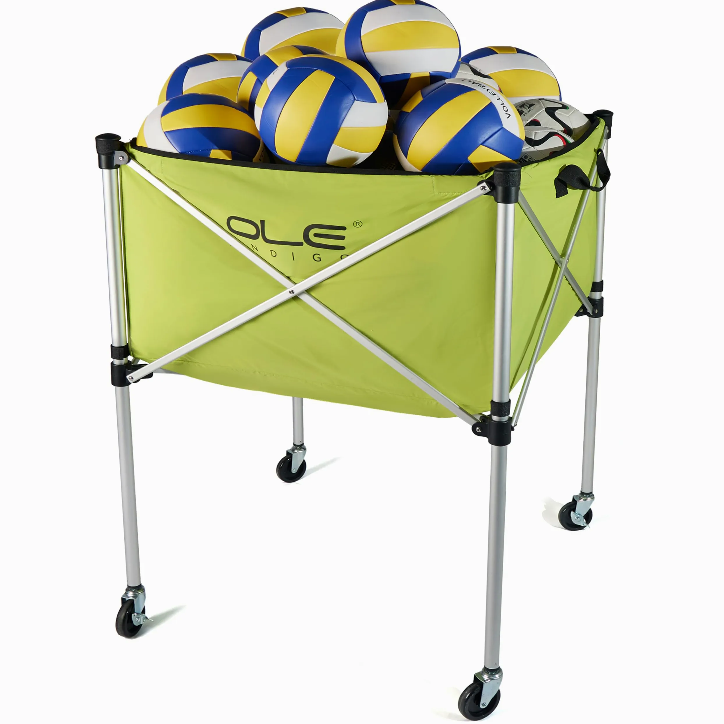 Carrello per palloni, portatile, pieghevole, attrezzatura sportiva per pallavolo, rugby, calcio
