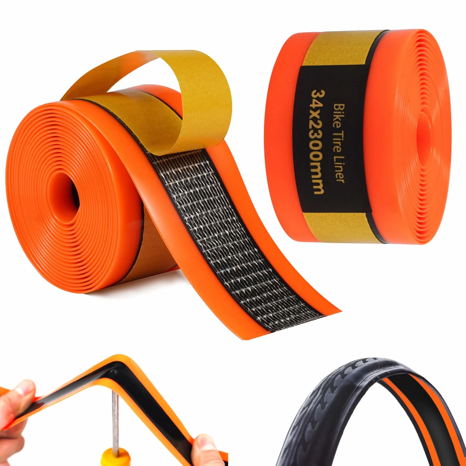 Nastro Antiforatura,2 Rotoli 34x2300MM Fodera Per Pneumatici Per Bicicletta,Protezione Per Pneumatici Bicicletta,Protezione Antiforatura Per Bicicletta Per Ciclismo All'aperto,Mountain Bike