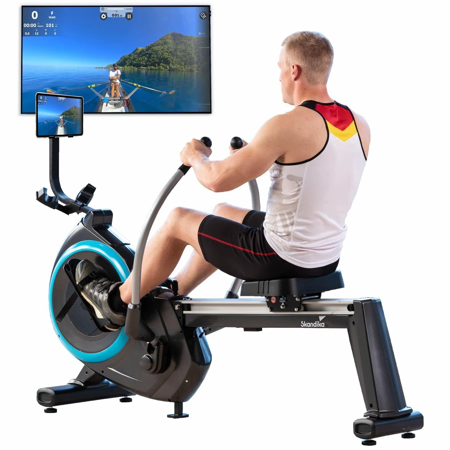 Skandika Nordlys - Remo rotanti 3D con cuscinetti a sfera, computer + supporto per tablet - 16 livelli di resistenza