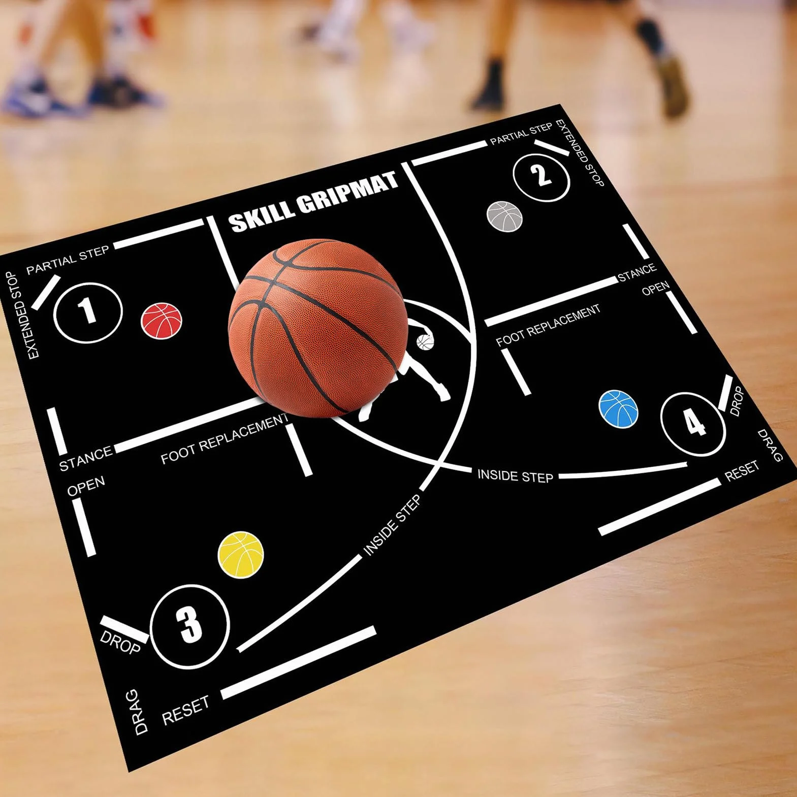 Tappetino da allenamento pallacanestro 120x86 cm antiscivolo controllo dribbling silenzioso