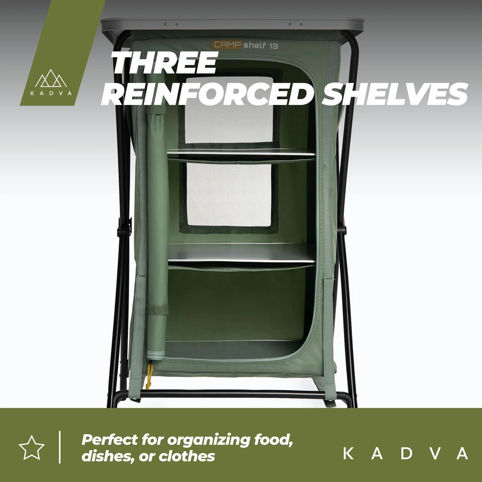 KADVA Mobile da Campeggio CAMPShelf 13 50x60x98 cm Credenza da Campeggio Materiali Durevoli Leggera Stabile Facile da Montare