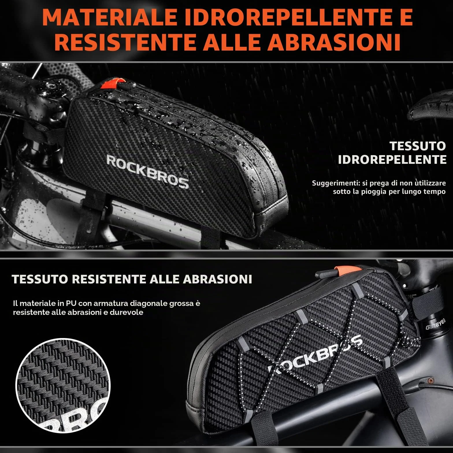 ROCKBROS Borsa Telaio Bici 1L MTB Bicicletta da Corsa Bici Elettrica