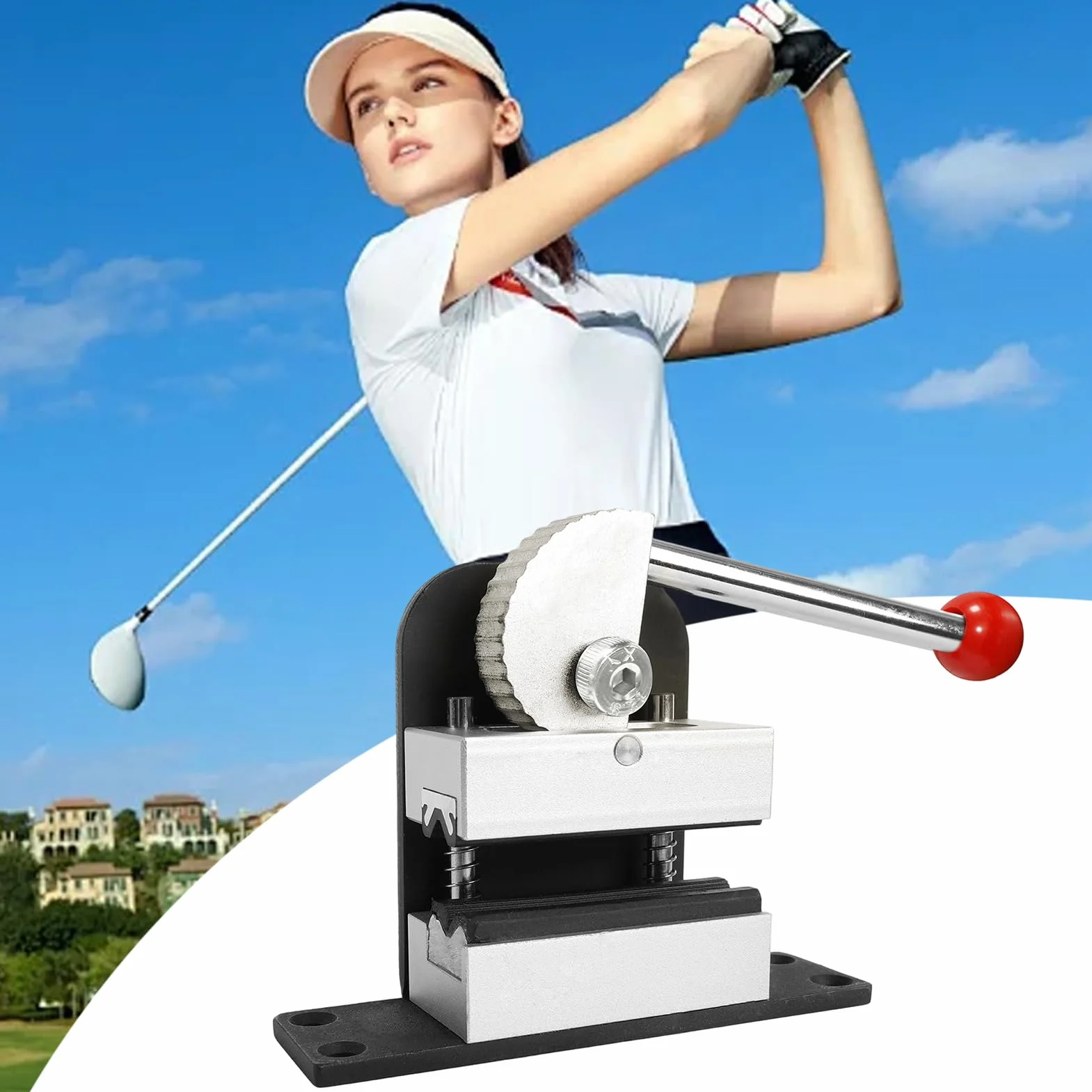 Morsetto per mazze da golf con sgancio rapido antiscivolo in metallo antiruggine – Set per cambio manico