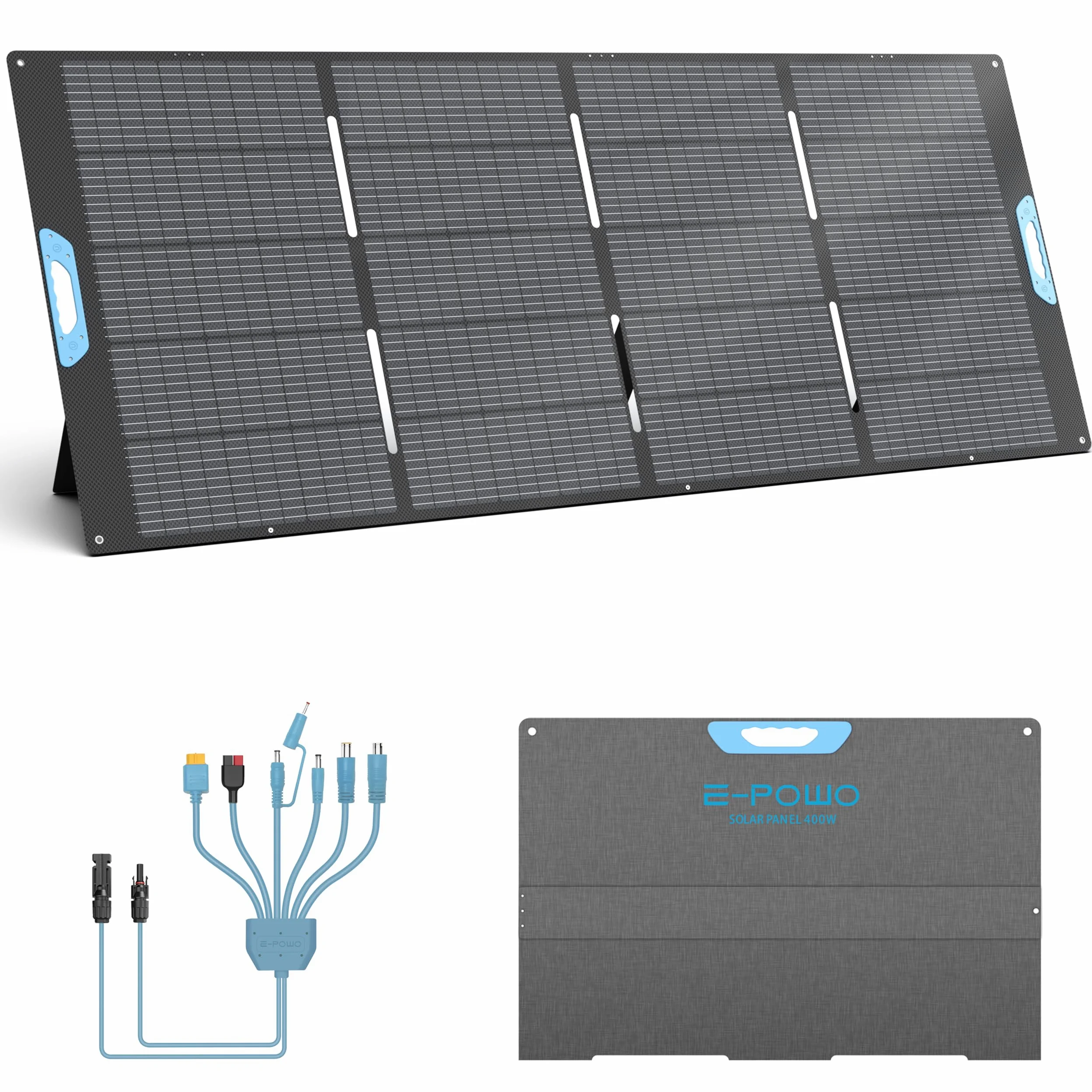 Pannello solare pieghevole 400 W, monocristallino con efficienza del 23,5%, impermeabile IP67, con supporto e adattatore Anderson, compatibile con Powerstation, generatore, camper, campeggio