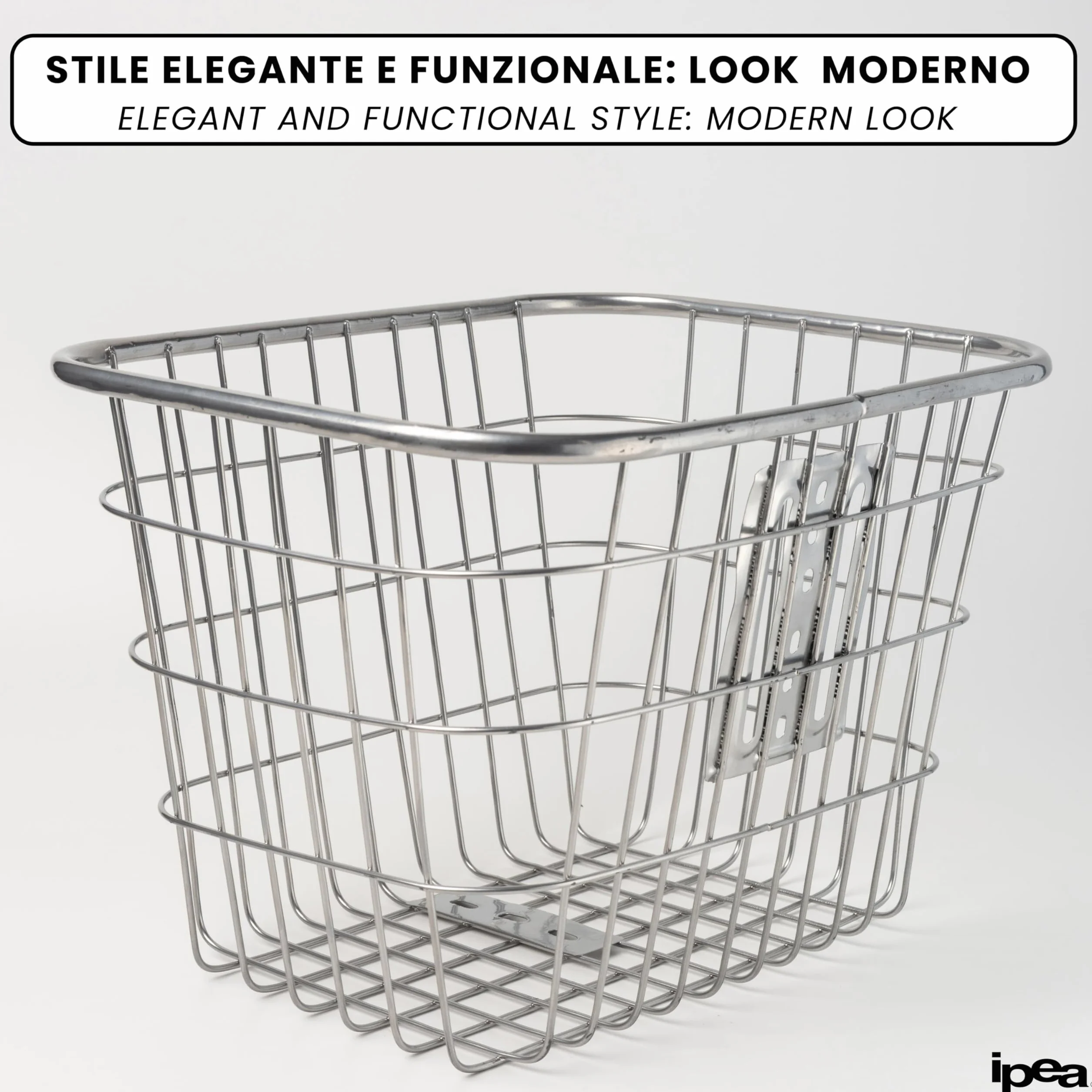 Cestino Bicicletta Anteriore in Metallo 35x27x24 cm Antiruggine IPEA