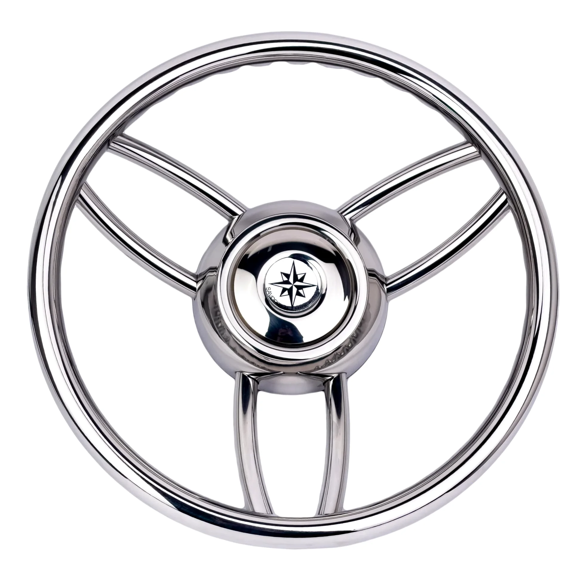 GATE14® Volante per Barca o Gommone a 6 Razze ad Ogiva 'Asinara' in Acciaio Inox Ø 35 cm
