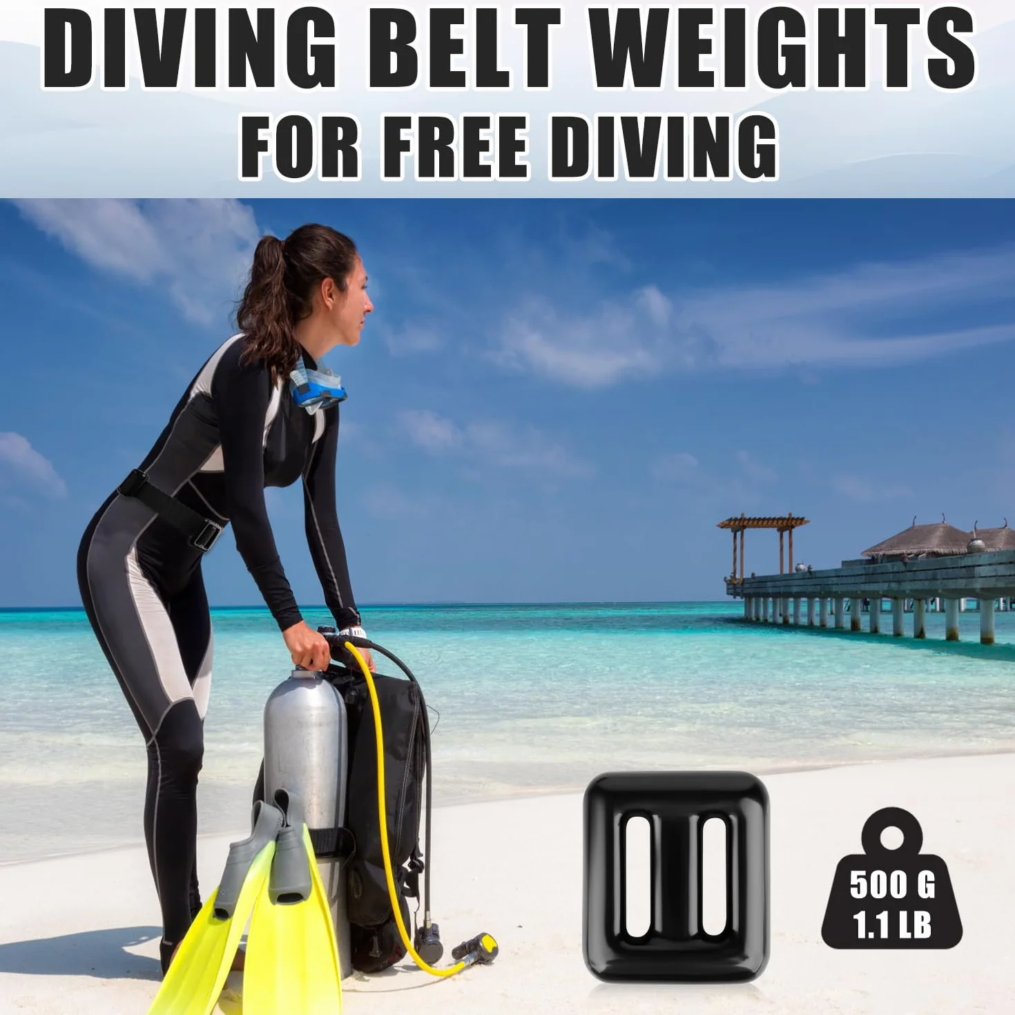 Cintura con Pesi per Sub da 0,5kg in Nylon con Fibbia a Sgancio Rapido in Metallo per Pesca Subacquea