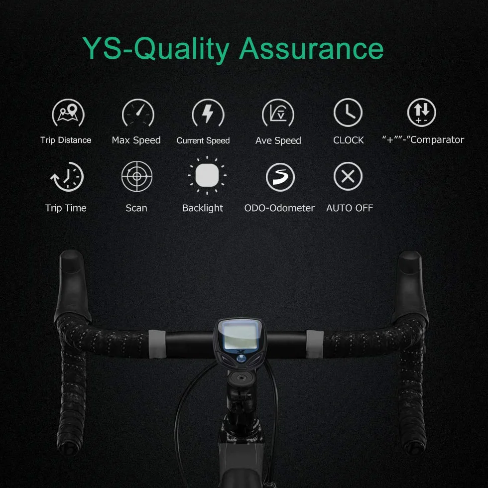 Contachilometri Bici Senza Fili Impermeabile, YS Computer di Bicicletta Wireless con Display Retroilluminato