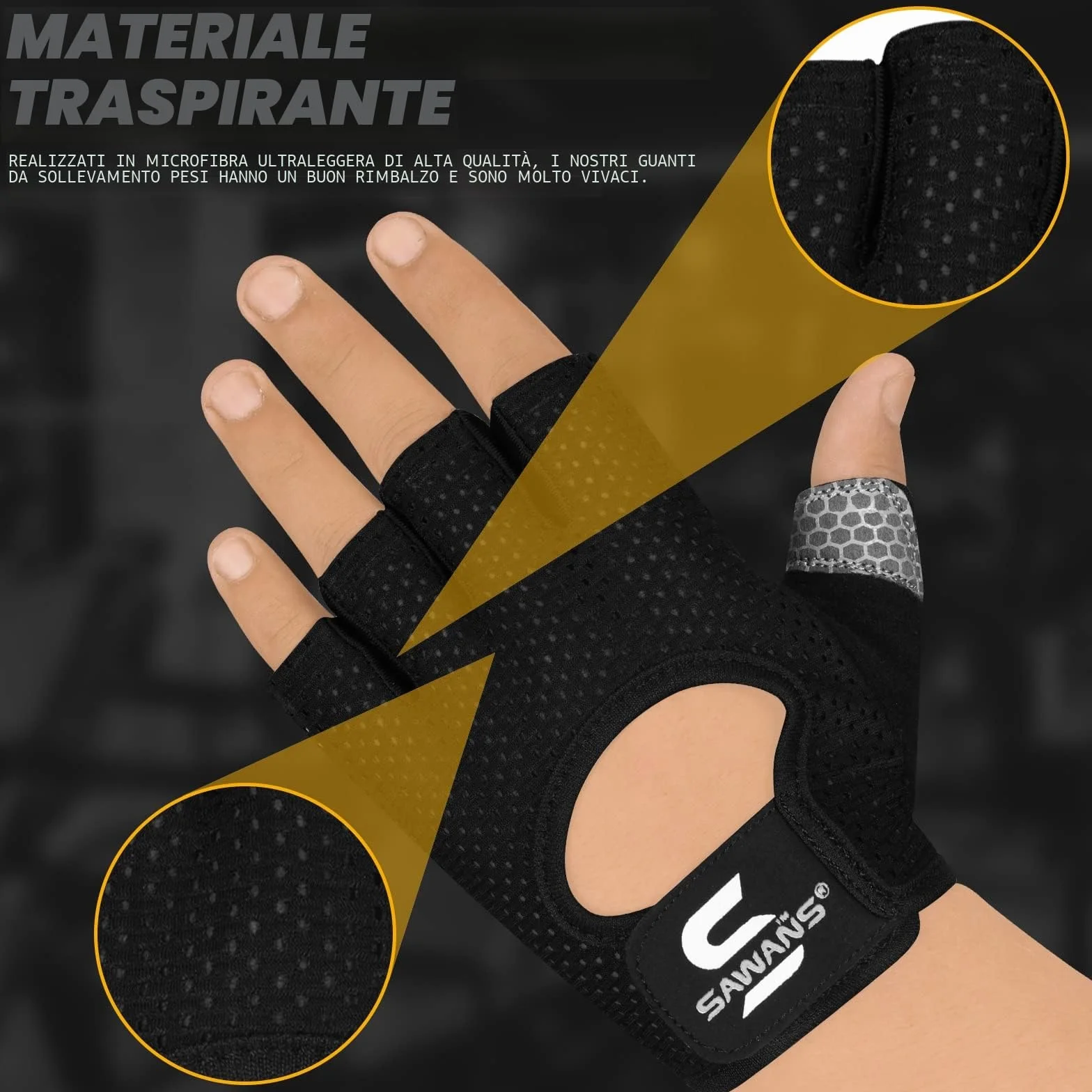 SAWANS Guanti da palestra antiscivolo in silicone per fitness ciclismo trazioni