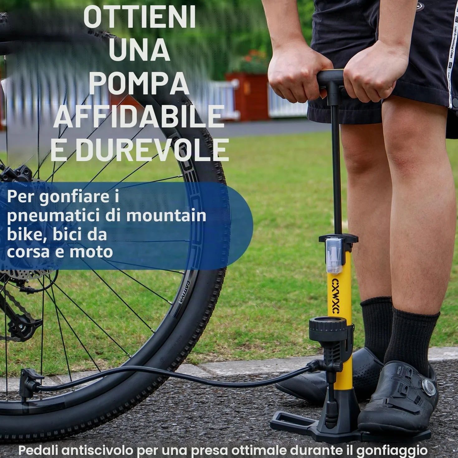 Pompa per bicicletta con manometro 11 bar/160 psi per strada, e-bike, MTB