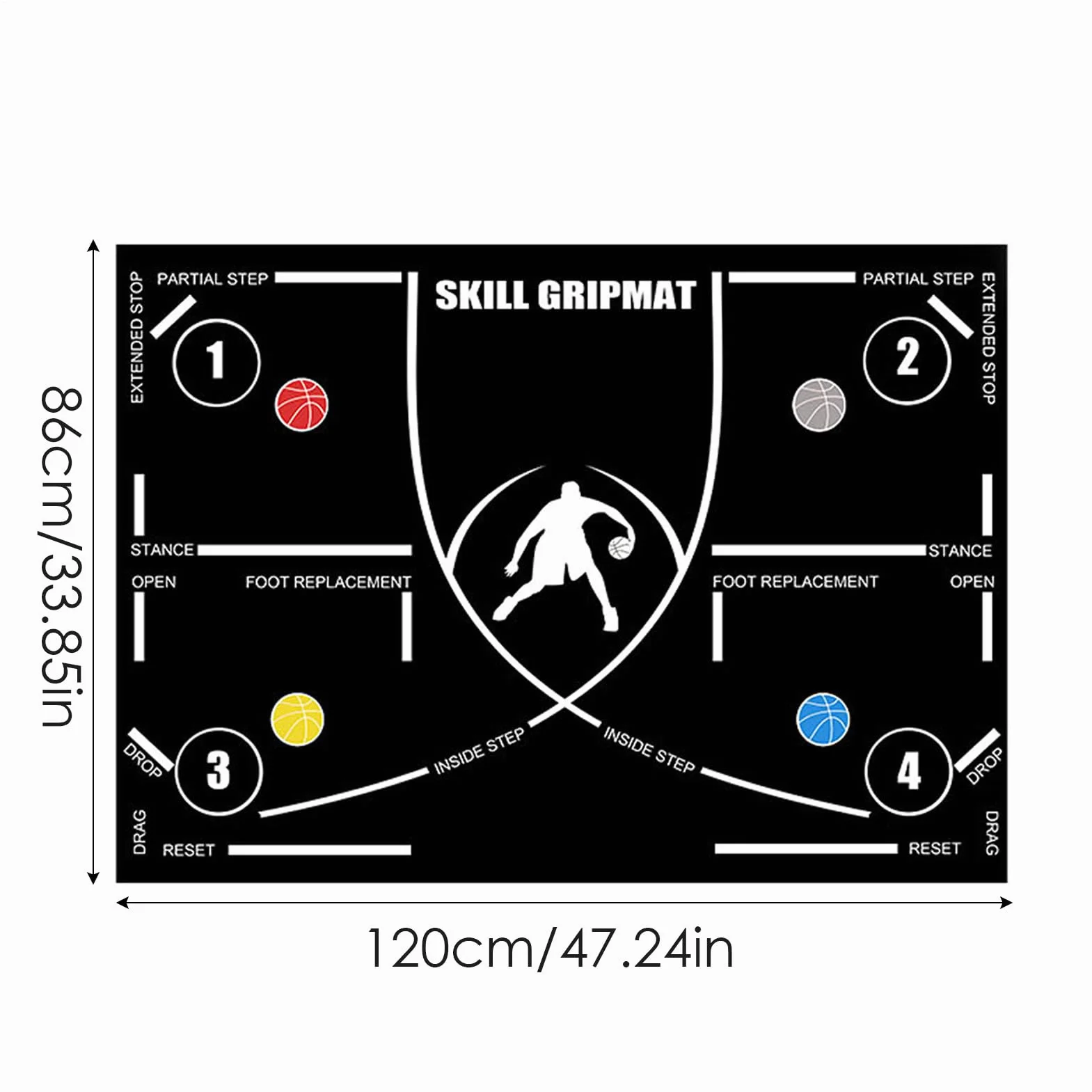 Tappetino da allenamento pallacanestro 120x86 cm antiscivolo controllo dribbling silenzioso