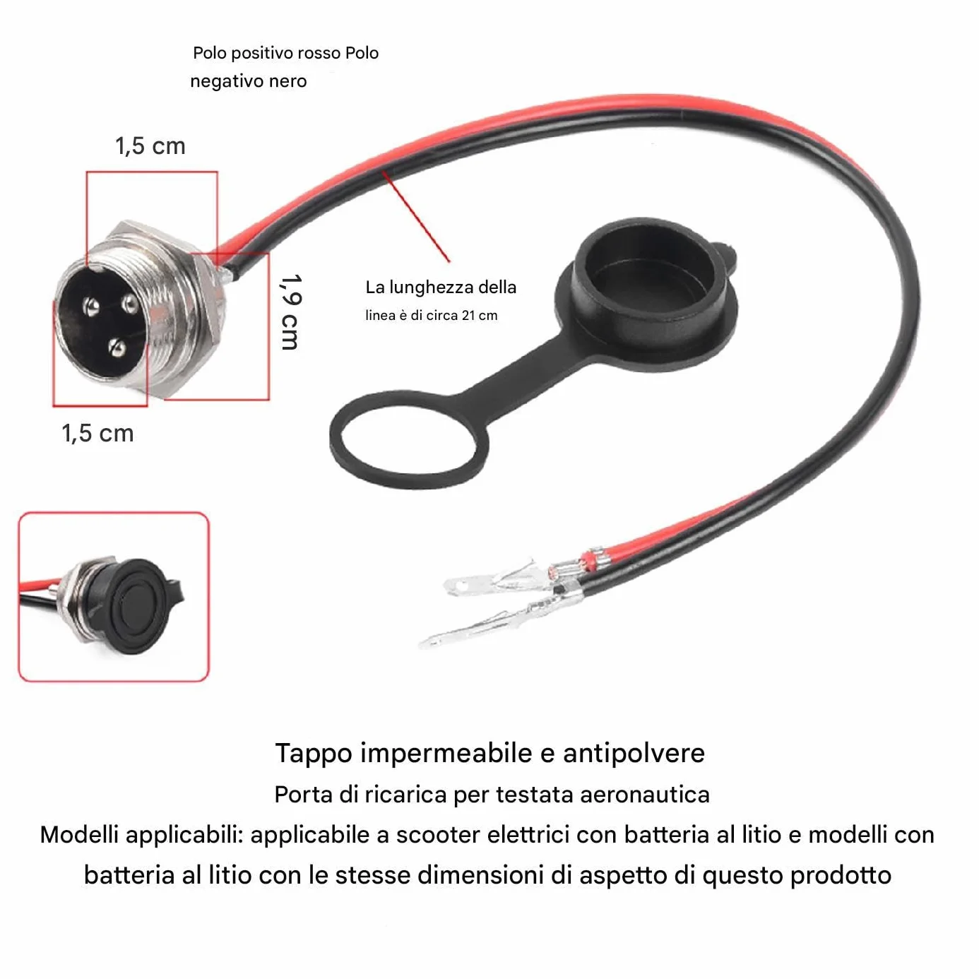 Porta di ricarica aeronautica 3 terminal Electric Socket Plug di collegamento batteria