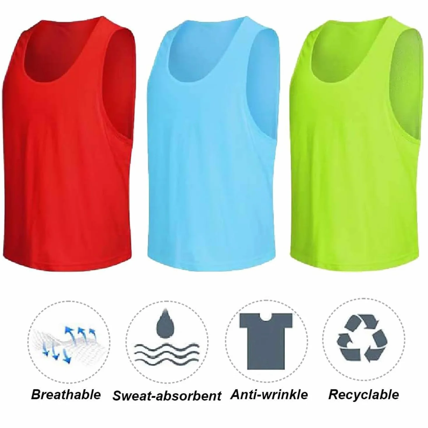 Senston 12 X Sport Pinnies Adulti Gilet Calcio Pettorali Nero 3 Dimensioni