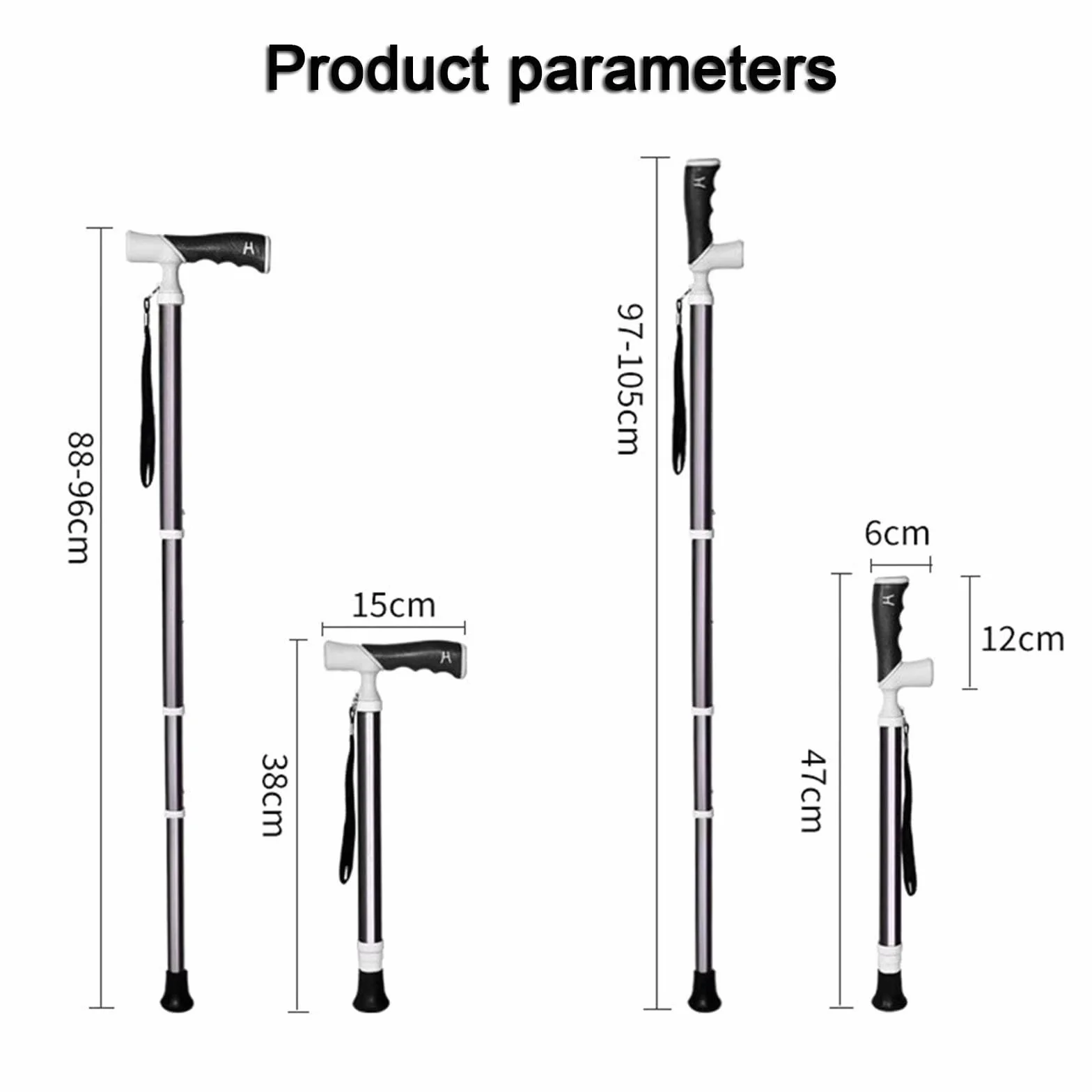 Bastone da Trekking Telescopico 4 Sezioni Lega Titanio Antiscivolo 38-105cm