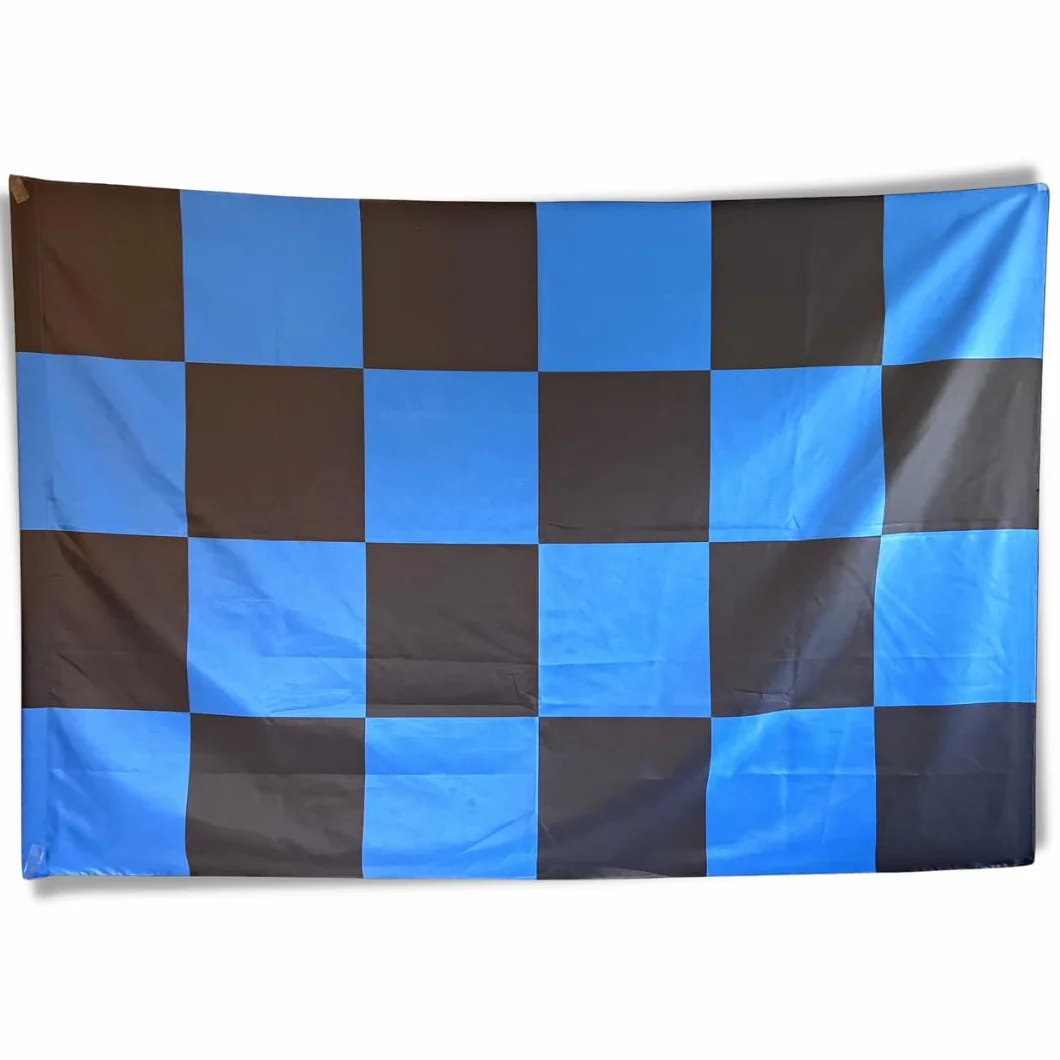 NARAMAKI Bandiera Scacchi Neri E Azzurri 90x150cm Made in Italy in Poliestere