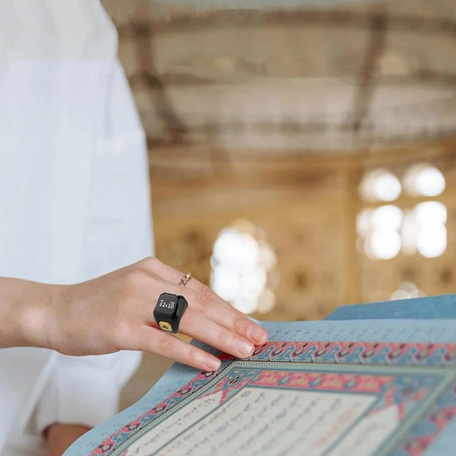 Tasbih Smart Tally Anelli 22 mm Ricaricabile Contatore Preghiera Display OLED Nero
