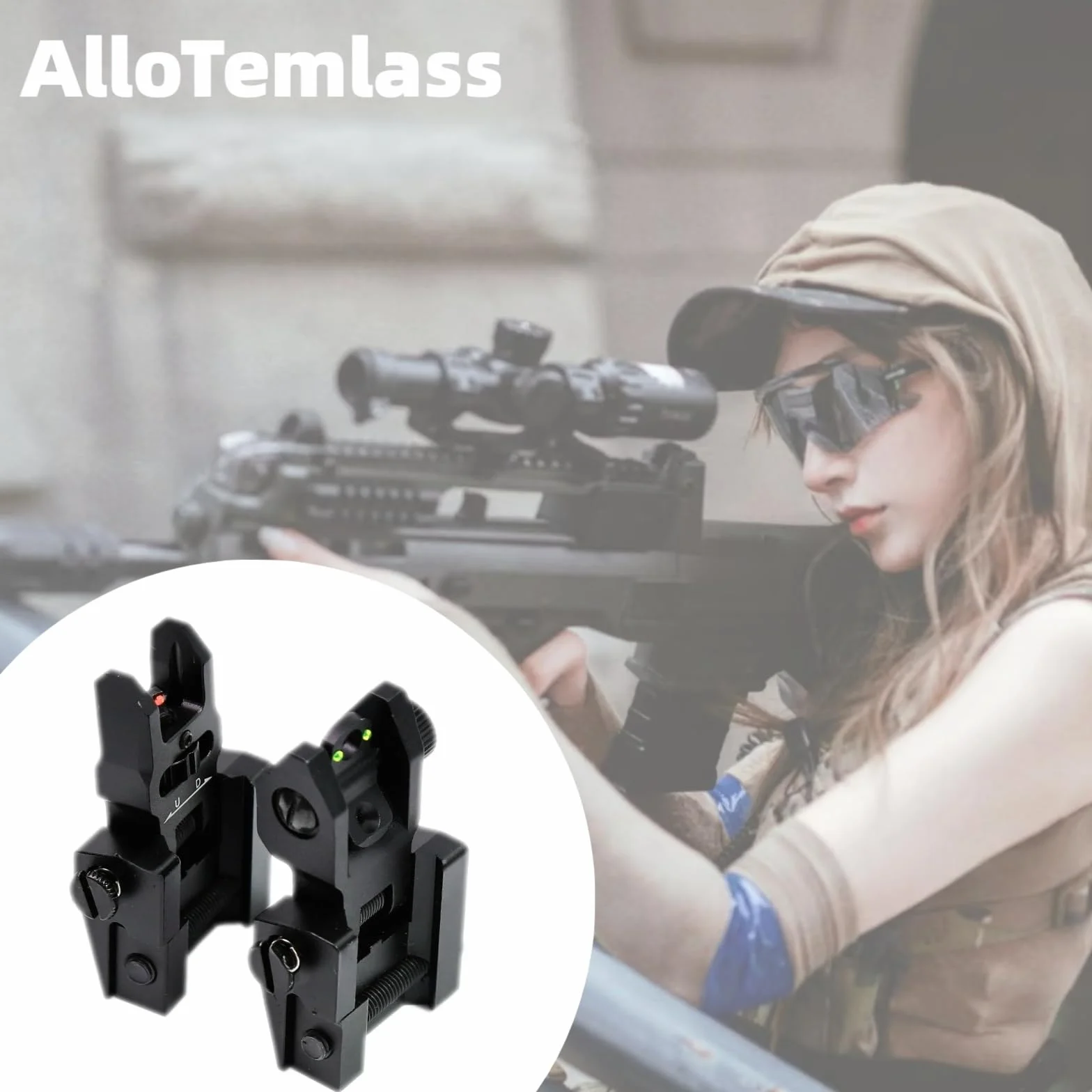 Flip-Up Iron Sight Set Red/Green Fiber Optic BUIS M-Lok Picatinny Aviation Aluminum