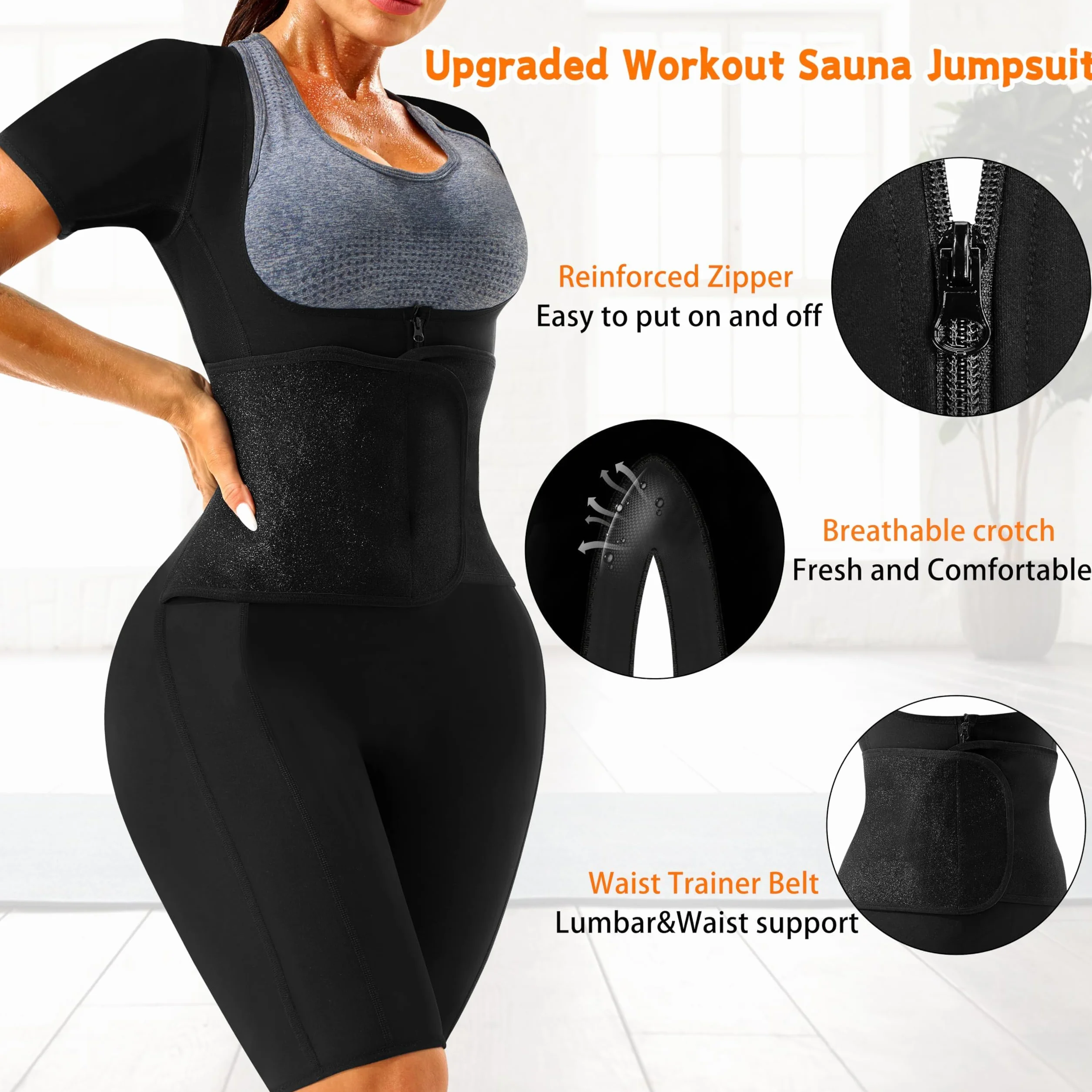 Tuta da sauna dimagrante 4 in 1 per donna modellante corpo con pantaloncini
