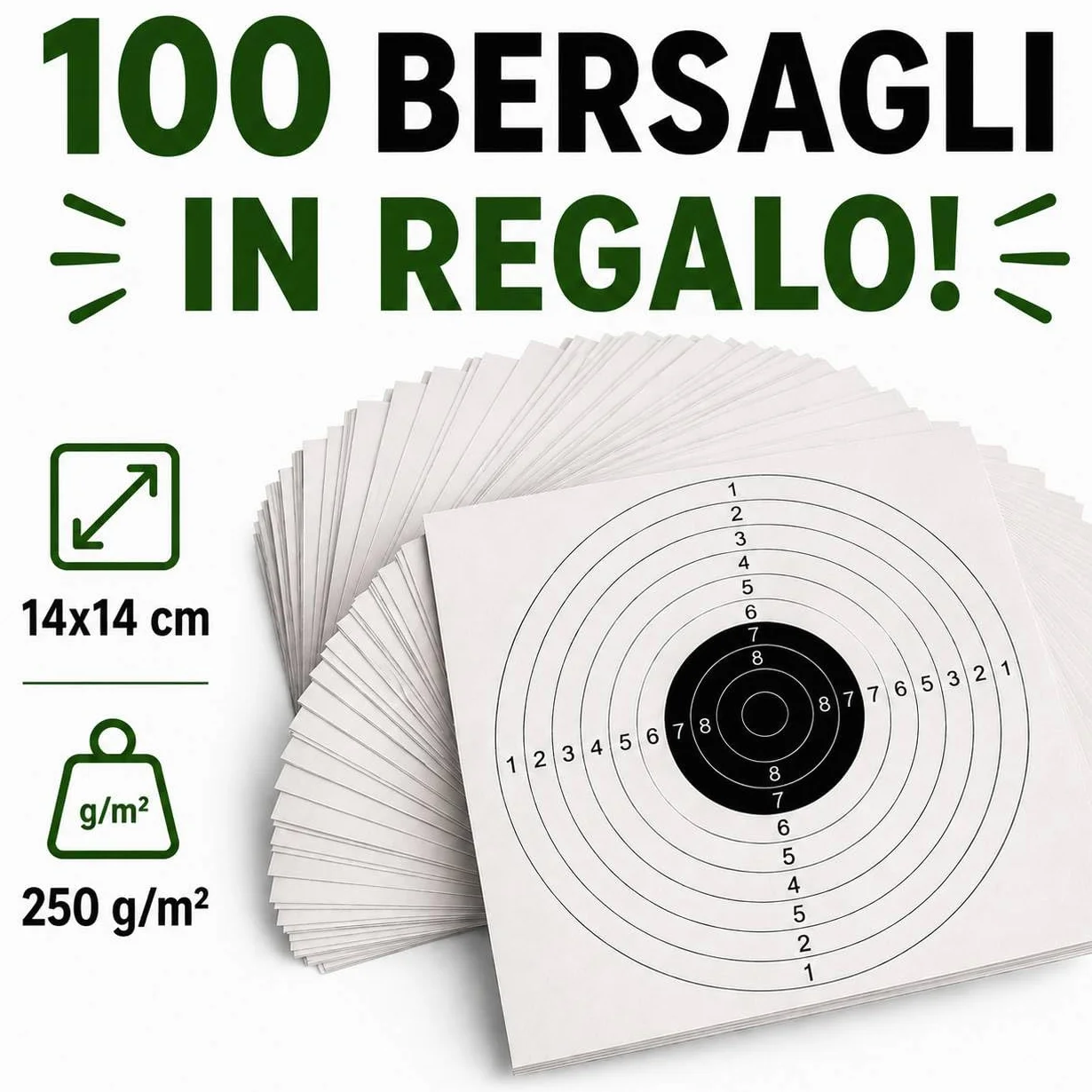 Supporto per Bersagli in Acciaio 14x14 cm 250 gr/m2 per Airsoft Airgun Tiro
