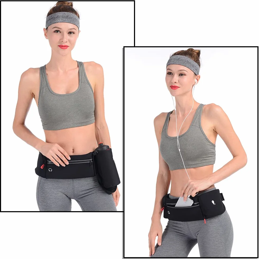 Marsupi Running Sportivo Corsa con Porta Borraccia Pieghevole, Impermeabile, Senza Rimbalzo, Grande Tasca per Cellulare, Donna Uomo