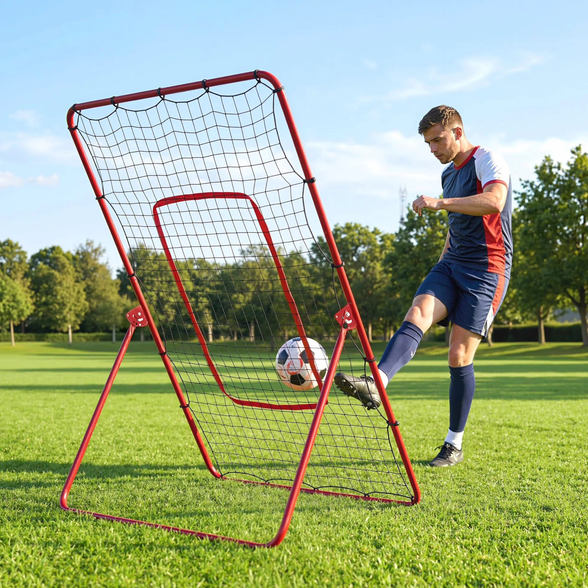 SPORTNOW Rete da Rimbalzo Baseball, Rebounder Portatile con 4 Angolazioni Regolabili per Calcio, Baseball, Softball, Lacrosse