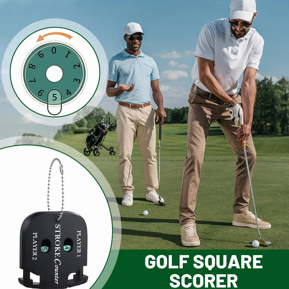 Contatore Porta Da Golf 2 Pezzi Digitale Con Catena, Materiale Abs Resistente, Leggero Portatile per 2 Giocatori