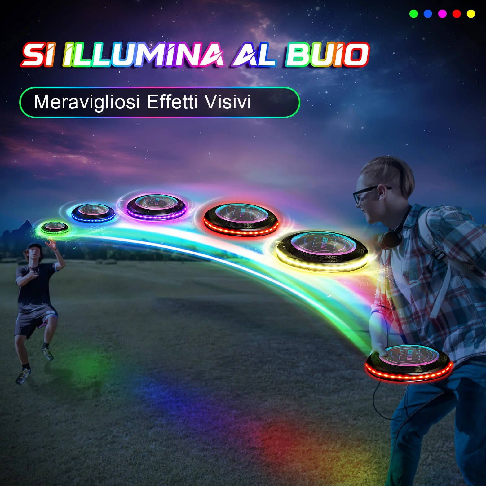 Disco da Lancio Illuminato 49 LED Frisbee da Competizione Funsport per Adulti Bambini