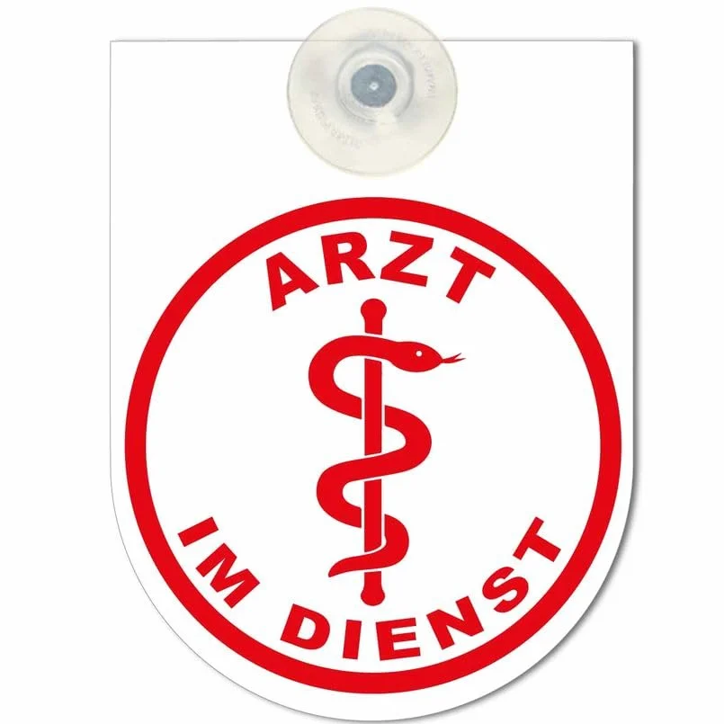 Targa di Avviso F.Retrovisore in Auto - Medico Im Dienst - Dimensioni 15x10cm - 3080457/1 Bianco