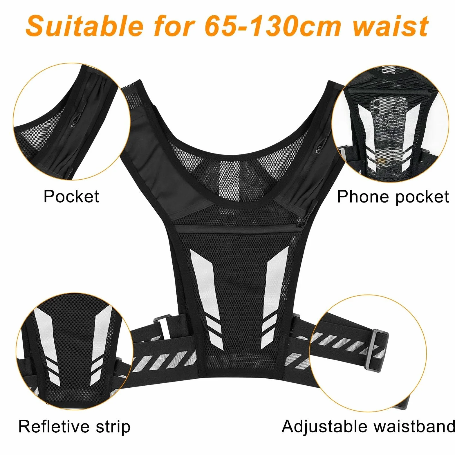 Gilet Riflettente da Donna per Correre con Porta Telefono Corsa, Uomo Portacellulare per Ciclismo Jogging Escursionismo