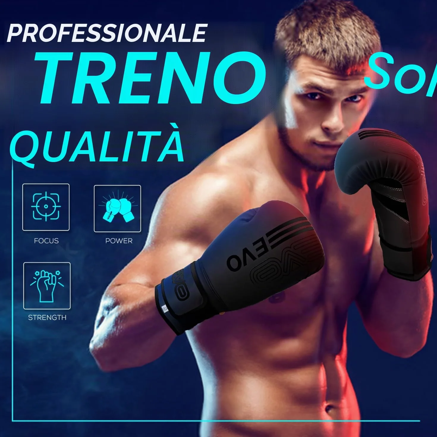 EVO Fitness Guantoni Da Boxe Uomo Donna MMA Muay Thai Kickboxing Sparring Allenamento Combattimento