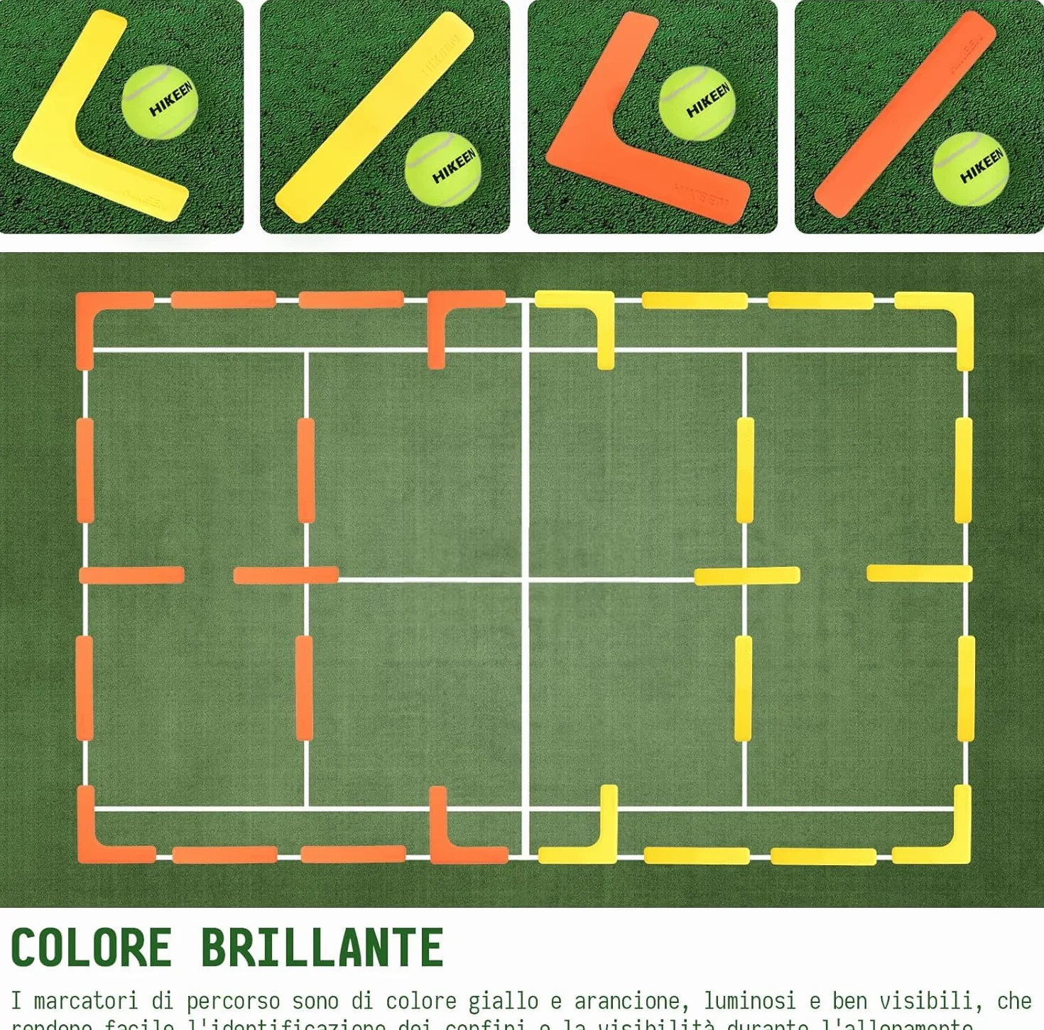 Kit di Marcatori per Linee del Campo Anti-scivolo Resistenti al Vento 84 Pezzi per Pickleball
