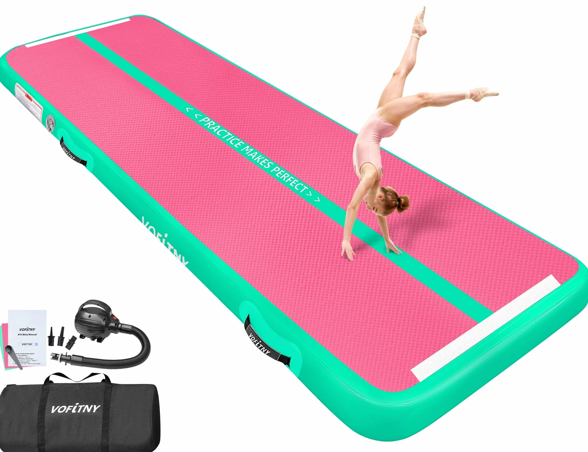 VOFiTNY Tappetino Ginnastica Artistica Di altezza Tappetino da Ginnastica Gonfiabile multiuso robusto, per casa/palestra Air Tumbling Track