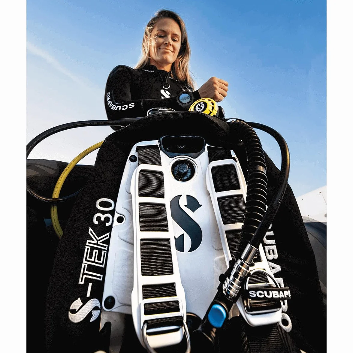 SCUBAPRO S-Tek PRO System Harness Back Plate Stainless Steel Donut Wing 30 lbs 13 kg Single Tank Adapter