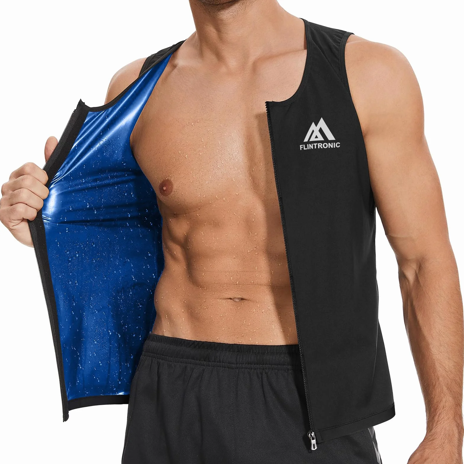 Flintronic Gilet Sauna Uomo Modellante la Sudorazione per Allenamento Fitness Sportivo Body Shaper
