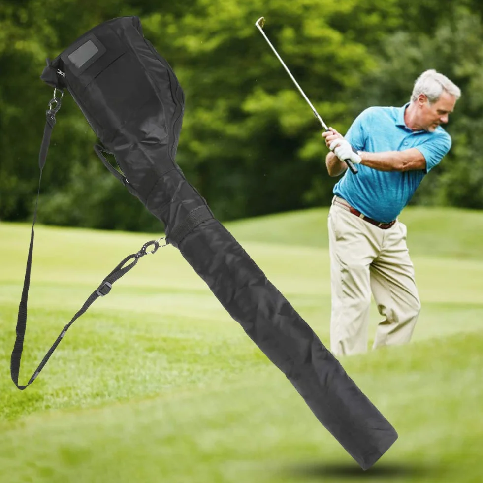 Borsa Mazze da Golf 126x27x12cm Sacca Portatile in Nylon con Tracolla e Tasche per Accessori, Copri Teste, Resistente all'Acqua