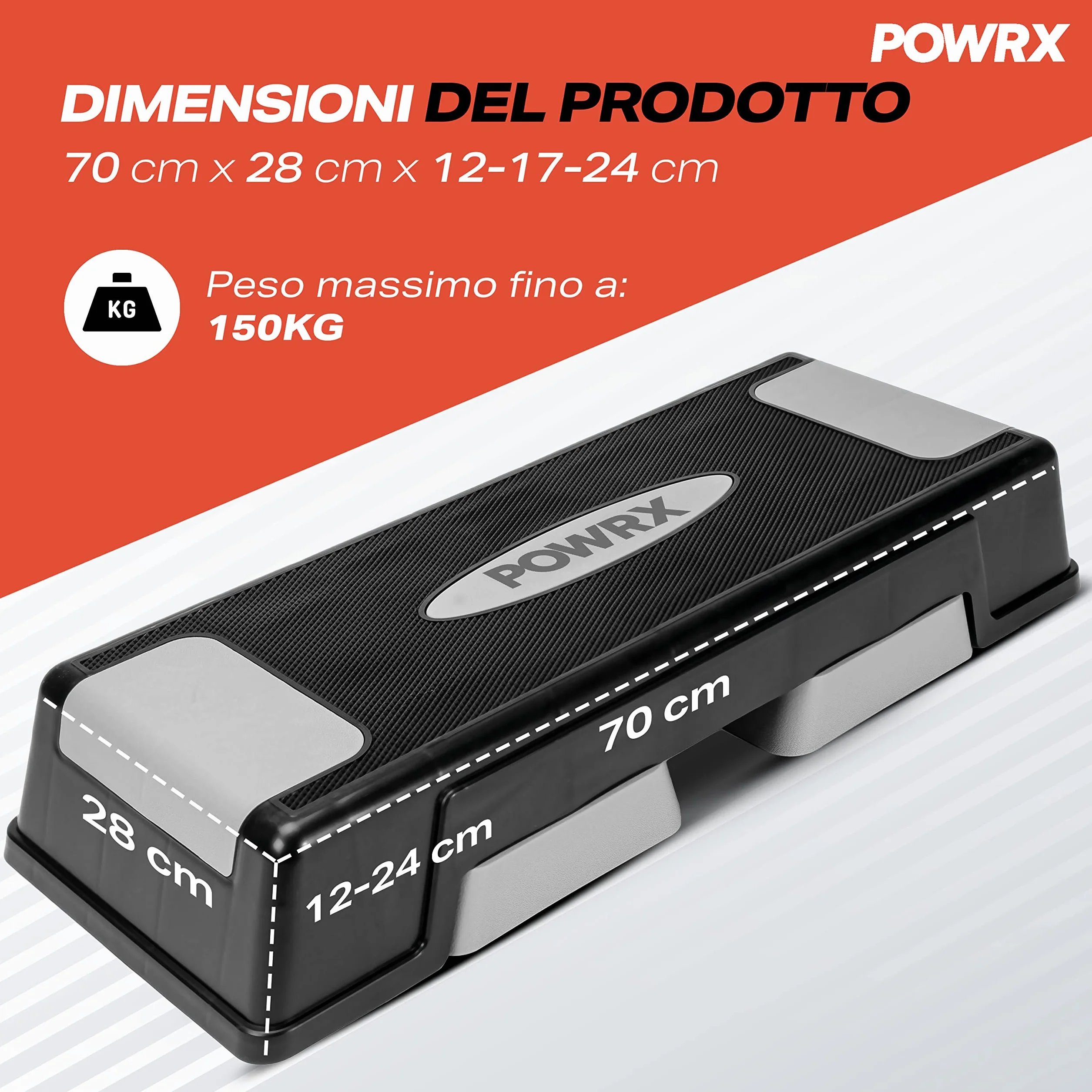 POWRX Step Aerobica Professionale Altezza Regolabile