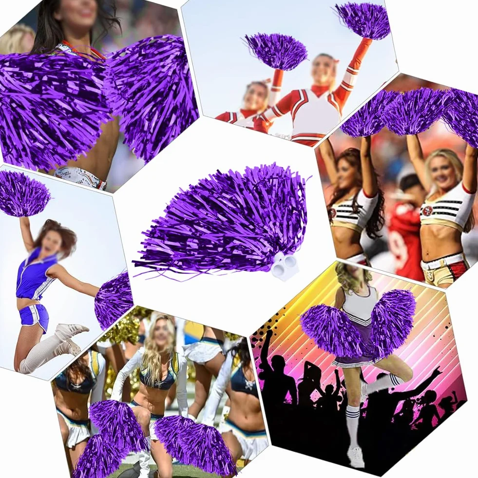 Cheerleading Poms, 6 pz Pom Pom per Feste Sportive Viola