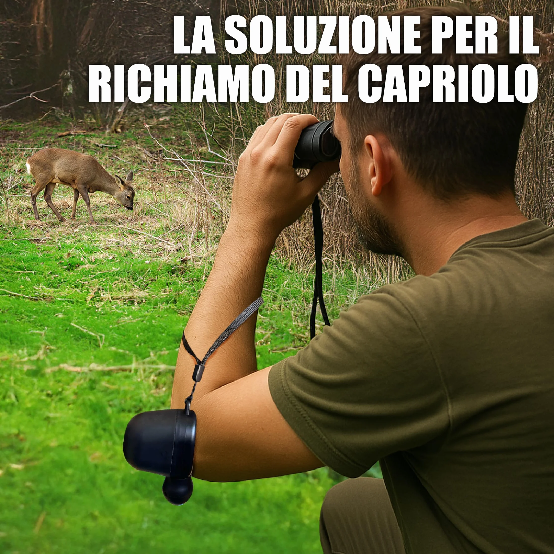 Buttolo Capriolo Originale – Richiamo Efficace per Capriolo Maschio con Corda e Manuale Multilingue
