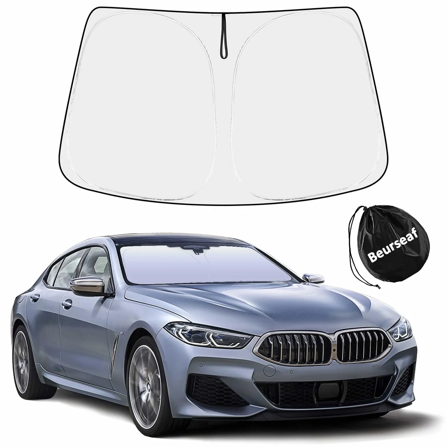 Tendine Parasole per Auto, Protezione Solare Auto, Protezione UV Auto, 2025 Ombrellone Riflettente Pieghevole con Shutz UV per Auto Parabrezza (L)