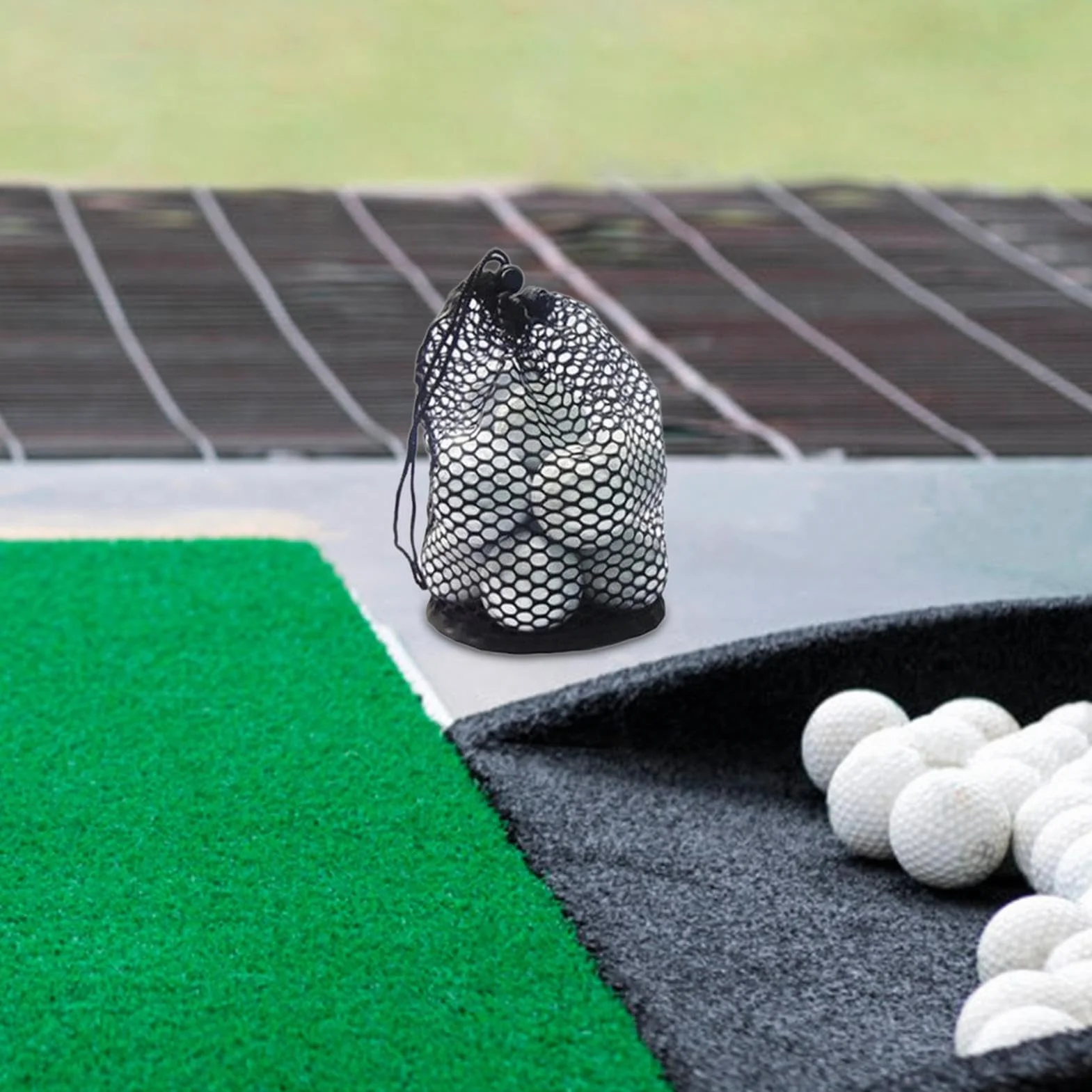 Contenitore per palline da golf in nylon con coulisse, grande capacità borsa multifunzionale