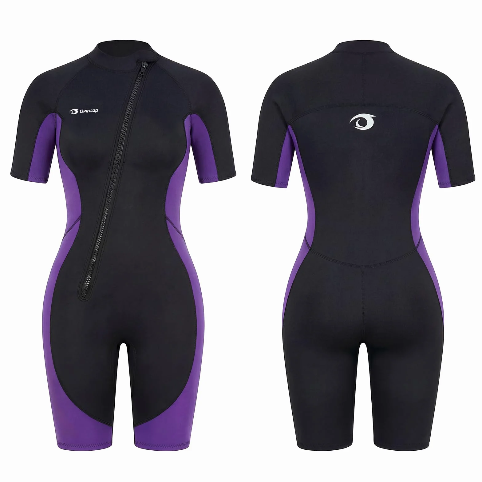 Owntop Muta da donna Shorty 3 mm Neoprene con cerniera frontale per surf nuoto immersioni triathlon